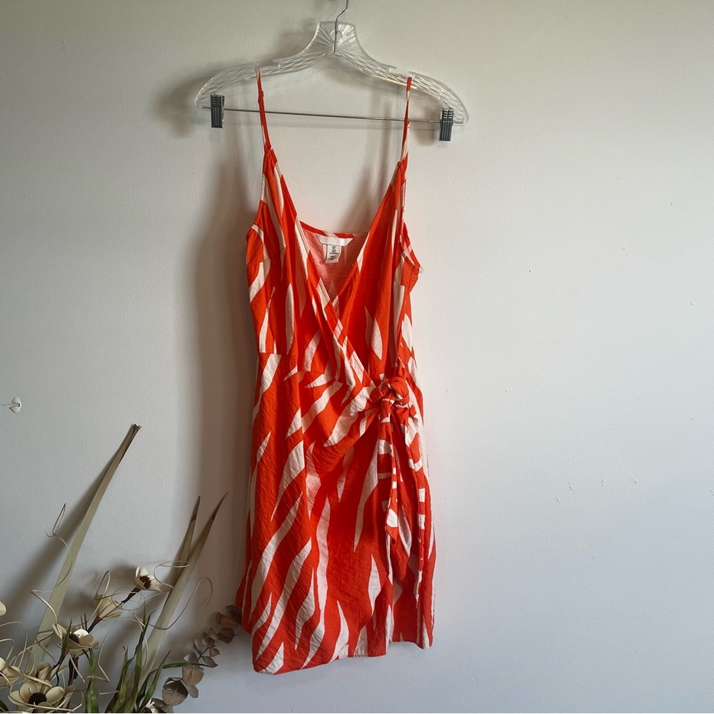 H&M Vibrant Orange and White Mini Dress